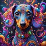 Fargerik dachshund lerretsbilde kanvas