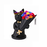 Blomstervase formet som fransk bulldog – dekorativ hundevase med roser