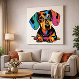 Fargerikt hundebilde til vegg – dachs kunst
