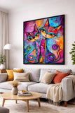Fargerik designer kunst med katt motiv
