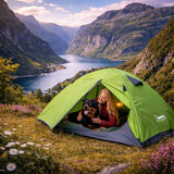 Telt for 1 person og stor hund på fjelltur i Norge