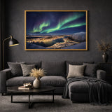 Nordlys Tromsø veggkunst i minimalistisk interiør