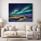 Nordlys Tromsø veggkunst i minimalistisk interiør