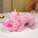 dekorativ bulldog pyntegjenstand rosa