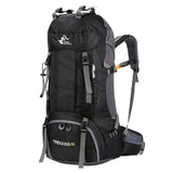 Sort fjellsekk 60 liter for fjelltur og camping